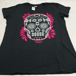 Black Loungefly tee with sugar skull design